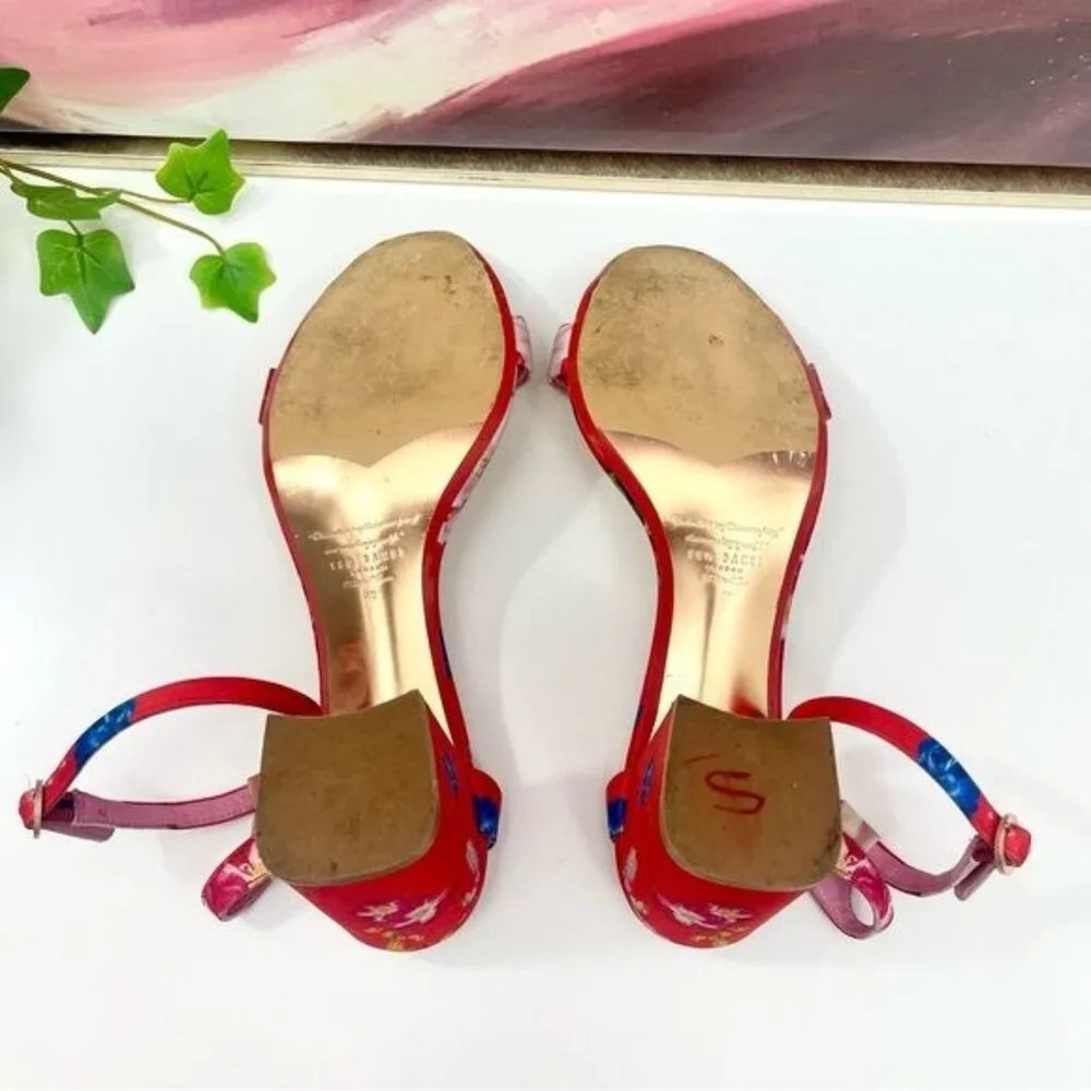Ted Baker Rozie Block Heel Sandal in Berry Sundae Mix Satin Size EU 42 / US 11.5